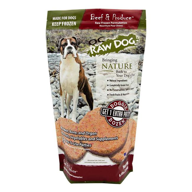 OC Raw Frozen Raw Dog Food Patties - Beef & Produce Recipe image number null