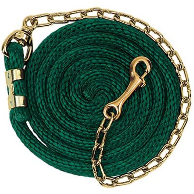 Weaver Poly Lead Rope With Brass Plated Chain Blue image number null