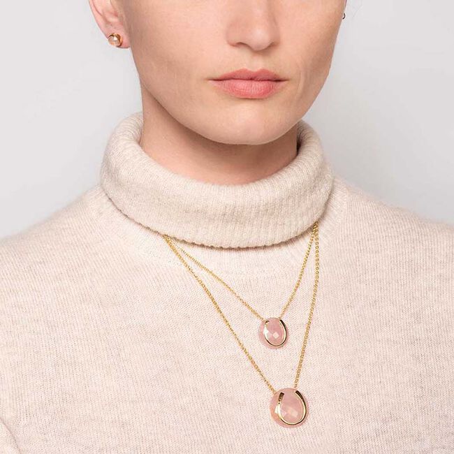Urban Equestrian Rose Quartz Horseshoe Necklace - Closeout image number null