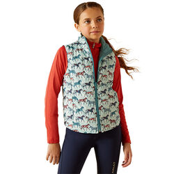 Ariat Kids' Bella Reversible Insulated Vest - Painted Ponies/Brittany Blue