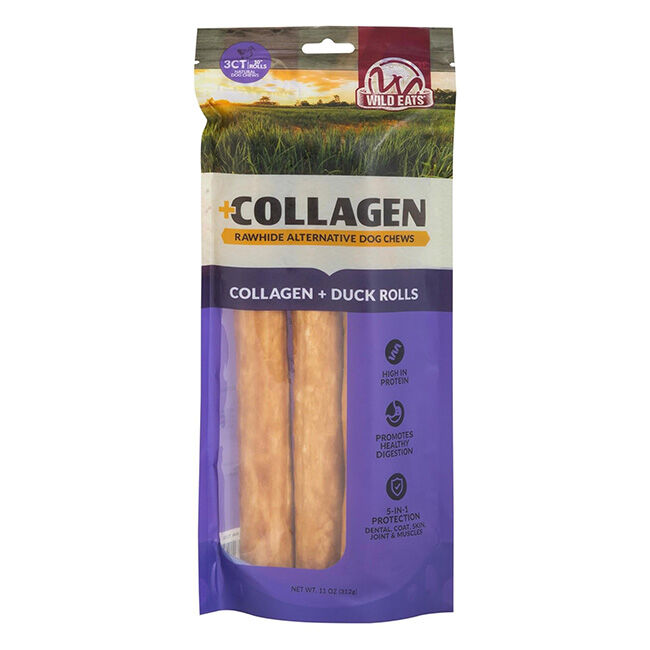 Wild Eats Collagen Chews for Dogs - Rawhide Alternative - Collagen & Duck Rolls image number null