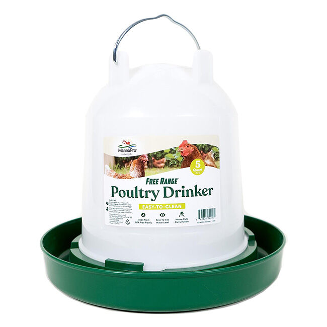Manna Pro Free Range Plastic Poultry Drinker - 5-Quart Capacity - Green image number null