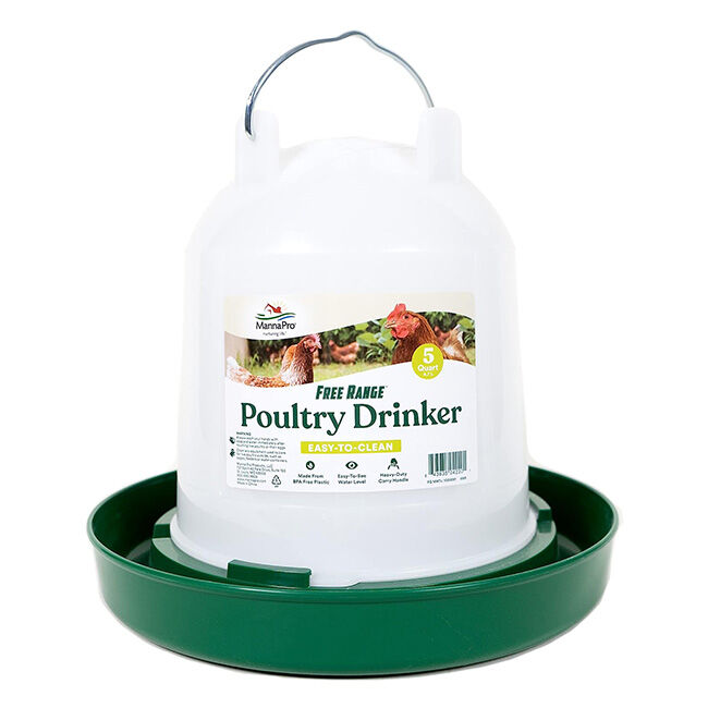 Manna Pro Free Range Plastic Poultry Drinker - 5-Quart - Green image number null