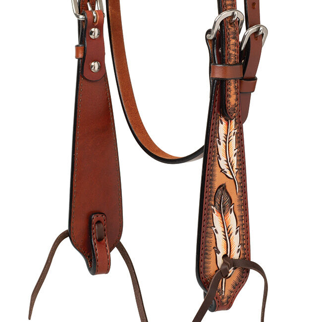 Weaver Equine Turquoise Cross Coco Feather Browband Headstall image number null