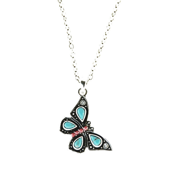 Finishing Touch Butterfly Necklace with Coral and Turquoise image number null