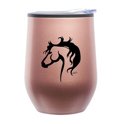 AWST Stainless Steel Stemless Rose Gold Wine Tumbler with Horse Head