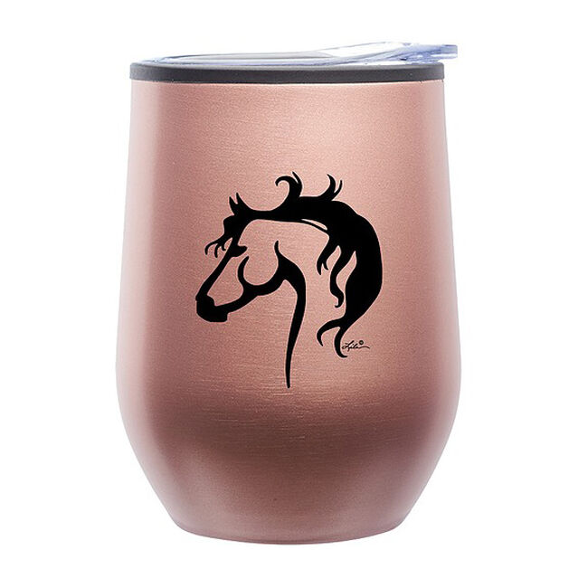 AWST Stainless Steel Stemless Rose Gold Wine Tumbler with Horse Head image number null