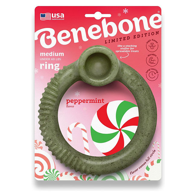 Benebone Holiday Ring Dog Chew - Peppermint Flavor image number null