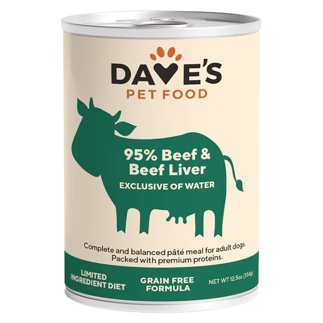 Dave's Pet Food 95% Premium Meats Dog Food - Beef & Beef Liver Recipe - 13 oz image number null