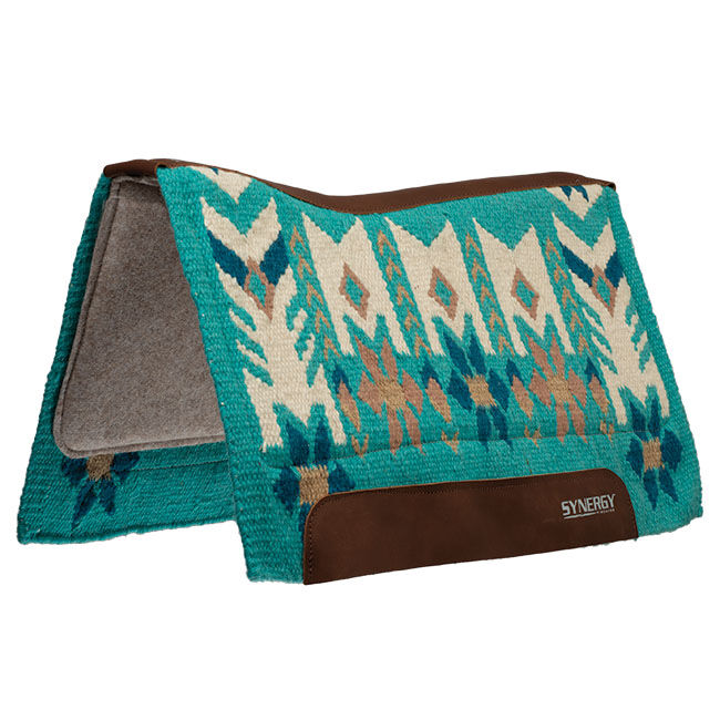 Weaver Equine Synergy Contoured Performance Saddle Pad with Wool Blend Felt Liner - Baltic/Winter White image number null