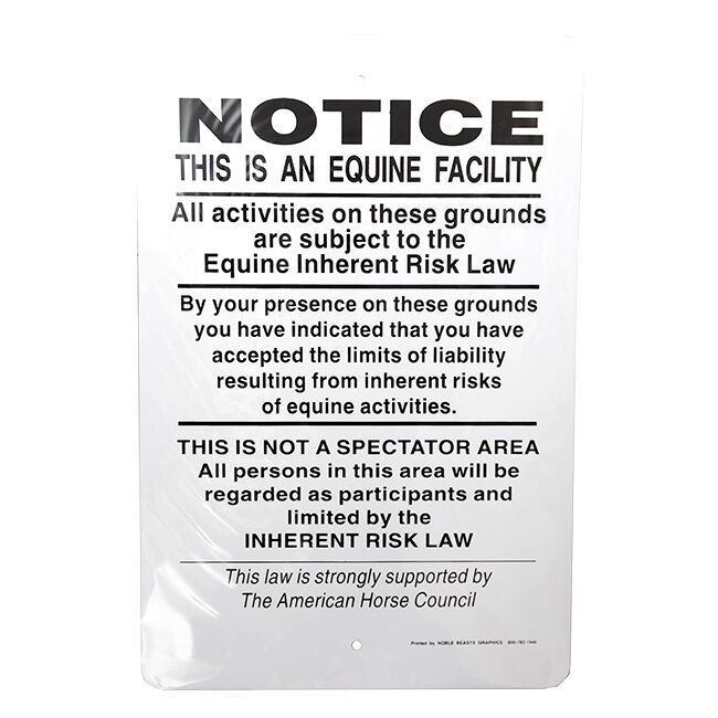 Noble Beasts Graphics Sign - New Hampshire Supplemental Equine Liability image number null
