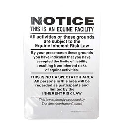 Noble Beasts Graphics New Hampshire Supplemental Equine Liability Sign