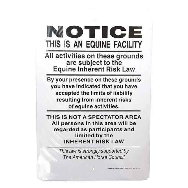Noble Beasts Graphics New Hampshire Supplemental Equine Liability Sign image number null