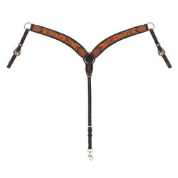 Weaver Equine Turquoise Cross Floral Buckstitch Contoured Breast Collar