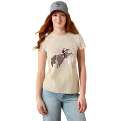 Ariat Girl's Floral Leap T-Shirt - Oatmeal