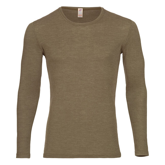 Engel Men's Wool/Silk Blend Long-Sleeve Shirt - Walnut Melange image number null