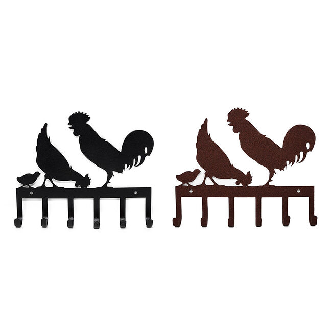 Metal Mazing Key Holder - Handmade in NH - Rooster & Hen - Closeout image number null