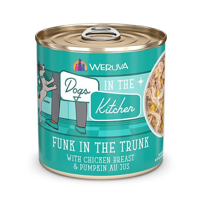 Weruva Dogs in the Kitchen Funk in the Trunk Dog Food 10 oz and 2.8 oz pouch image number null