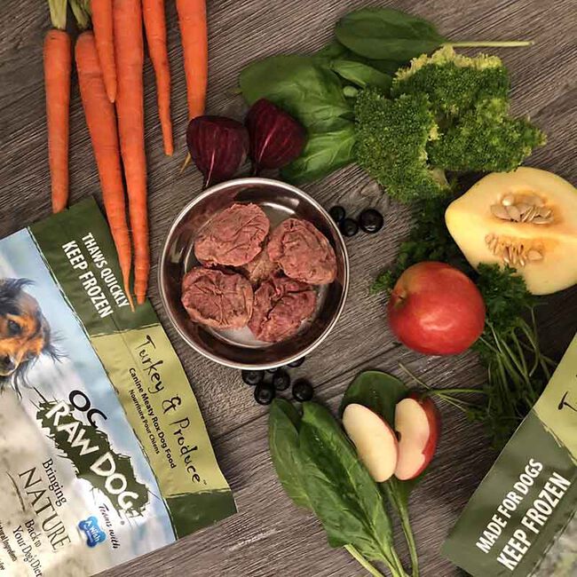 OC Raw Frozen Raw Dog Food Patties - Turkey & Produce Recipe image number null