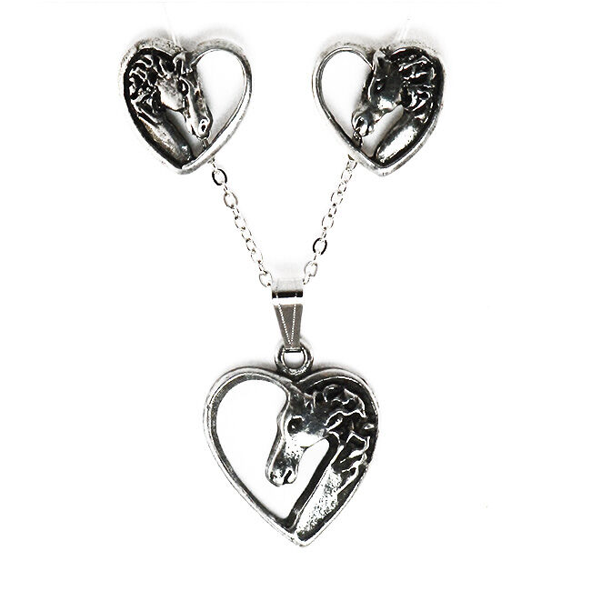 Finishing Touch of Kentucky Earring & Necklace Set - Horse Head in Heart image number null