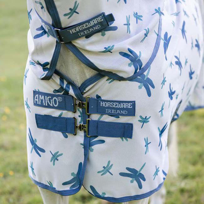 Horseware Amigo Bug Rug Plus Pony Fly Sheet - Dragonfly Print/Silver/Blue/Sage image number null