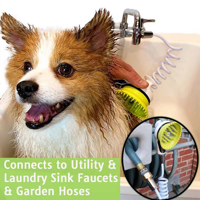 Wondurdog Indoor Dog Wash - Sink Attachment with Splash Shield Brush image number null