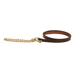 Tory Leather Lead with Solid Brass Chain - 24"