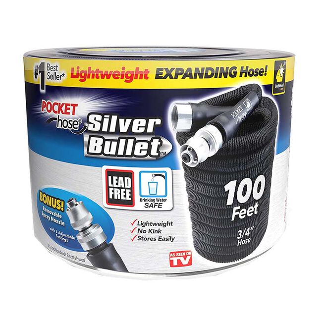Pocket Hose Silver Bullet 3/4" x 100' Expandable Lightweight Garden Hose image number null