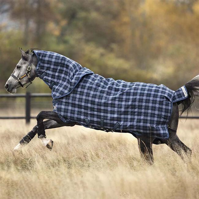 Horseware Rhino Plus Turnout with Vari-Layer (450g Heavy) - Navy Check/Indigo image number null