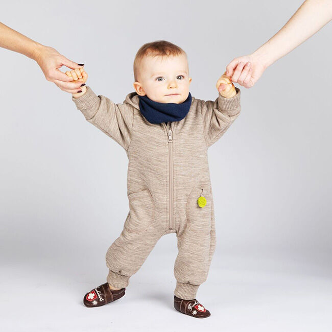 Engel Baby 100% Wool Zip-Up Suit - Birch Melange image number null