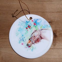 Sona Equestrian Holiday Ceramic Ornament - Apple Snacks