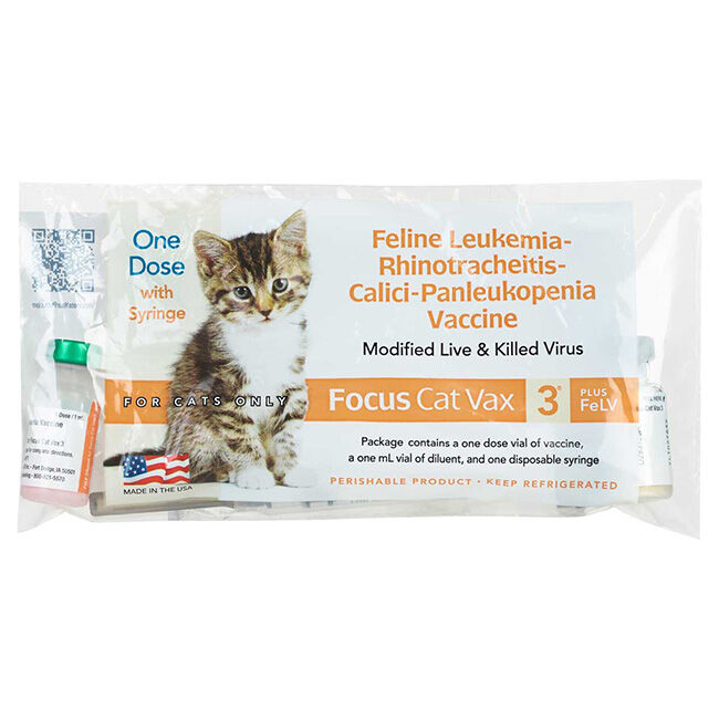 Durvet Focus Cat Vax 3 PLUS FeLV - Single Dose with Syringe image number null