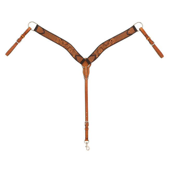 Weaver Equine Turquoise Cross Floral Tooled Contoured Breast Collar image number null