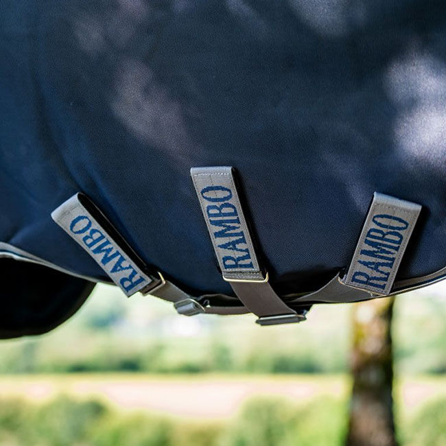 Horseware Rambo Supreme 1680D Vari-Layer Turnout (450g Heavy) - Navy/Thunderstorm Grey & Silver image number null