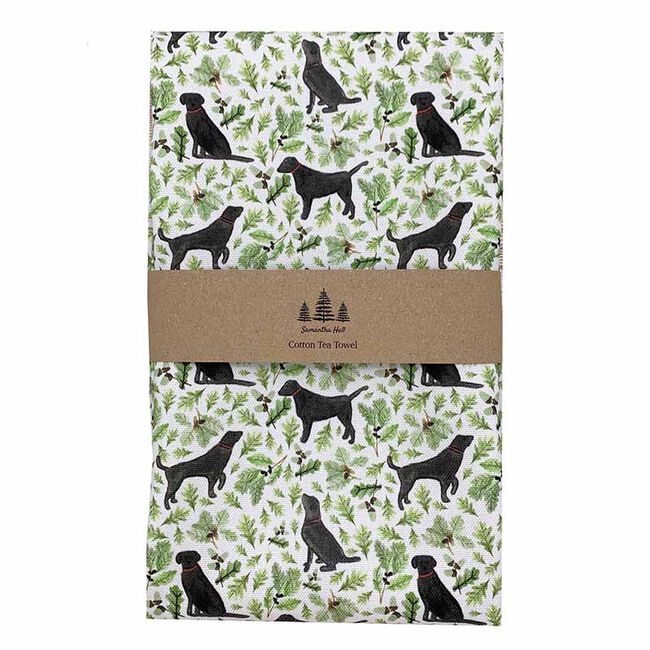 Samantha Hall Designs Tea Towel - Black Labrador image number null