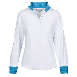Ovation Kids' Ellie Tech Long Sleeve Show Shirt - White/Blue Horseshoe
