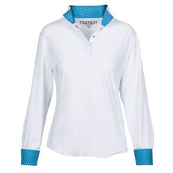 Ovation Kids' Ellie Tech Long Sleeve Show Shirt - White/Blue Horseshoe
