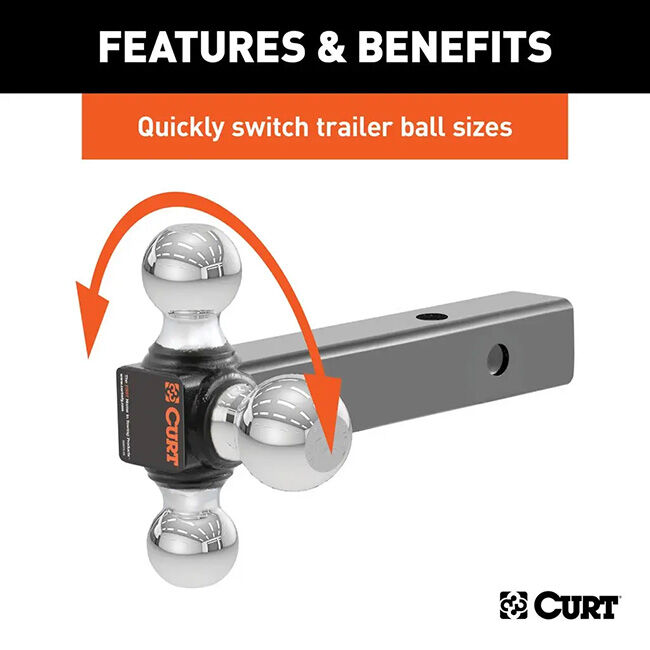 CURT Multi-Ball Mount with 2" Hollow Shank, 1-7/8", 2" & 2-5/16" Chrome Balls image number null