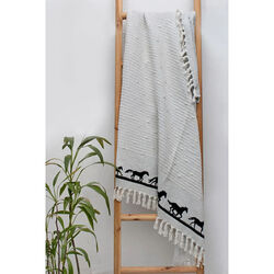 AWST International Cotton Throw - Horses - Grey
