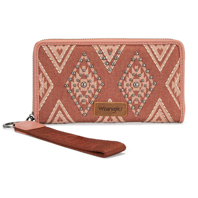 Wrangler Aztec Studded Wristlet Wallet - Pink image number null