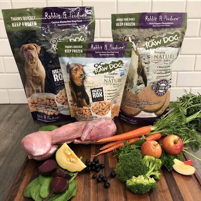 OC Raw Frozen Raw Dog Food Patties - Rabbit & Produce Recipe image number null