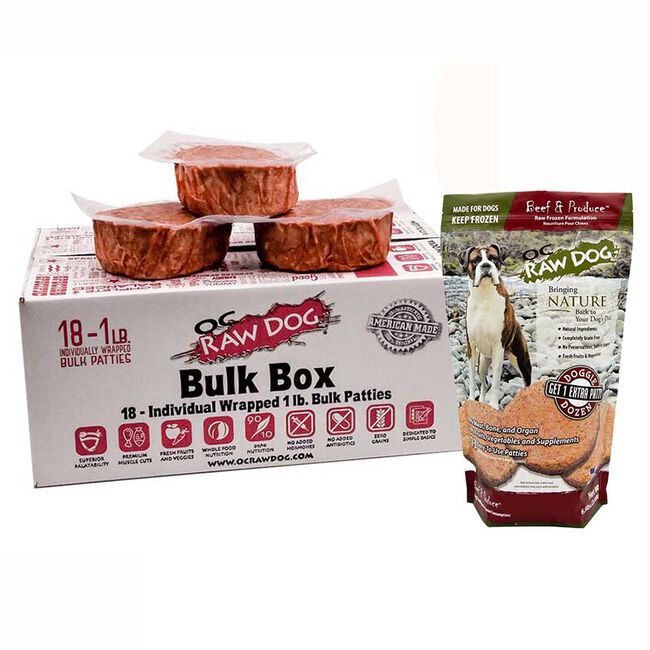 OC Raw Frozen Raw Dog Food Patties - Beef & Produce Recipe image number null