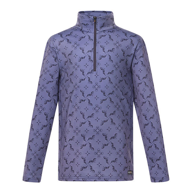 Kerrits Kids' First Level Quarter Zip Stretch Fleece Tech Top - Violet Dawn Horse Quadrille image number null