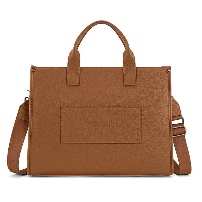 Wrangler Structured Crossbody Work Tote with Pouch - Brown image number null