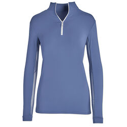 Tailored Sportsman Women's Long Sleeve Icefil Zip Top Shirt - Iris/White/Silver