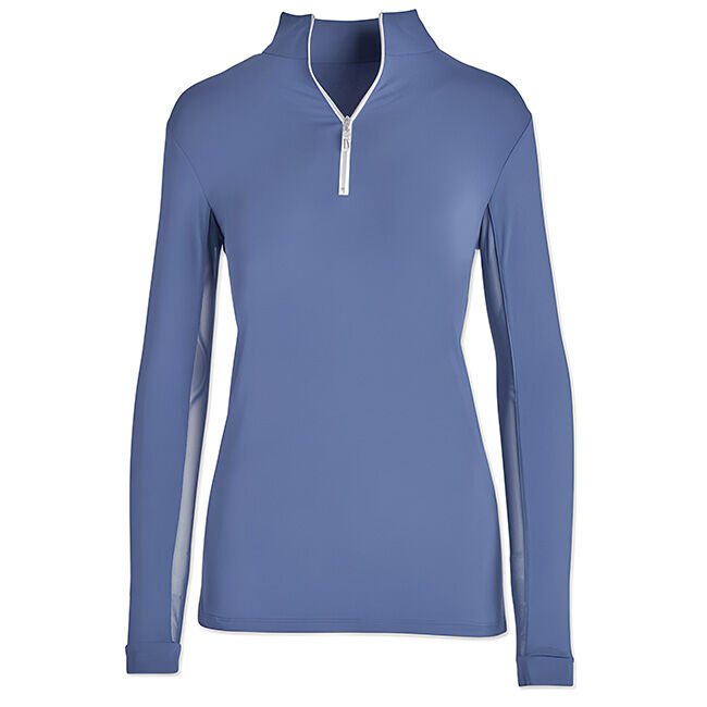 Tailored Sportsman Women's Long Sleeve IceFil Zip Top Shirt - Iris/White/Silver image number null