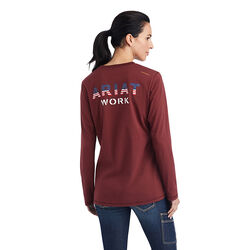 Ariat Women's Rebar Workman Logo Long-Sleeve T-Shirt - Port