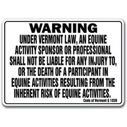 Noble Beasts Graphics Vermont Equine Liability Sign