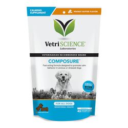 VetriScience Composure Peanut Butter Flavored Calming Chews for Dogs