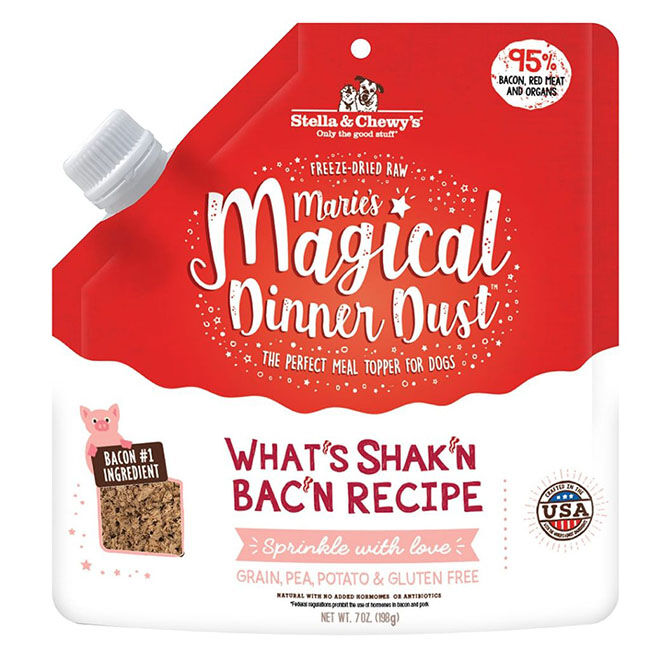 Stella & Chewy's Marie's Magical Dinner Dust - Freeze-Dried Raw Meal Topper for Dogs - What’s Shak’n Bac’n Recipe - 7 oz image number null